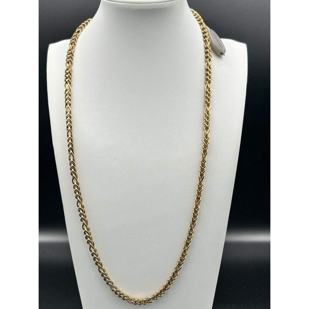 Steeltime Gold Tone Stainless Steel Franco Wheat Chain‎ Necklace 24in Streetwear